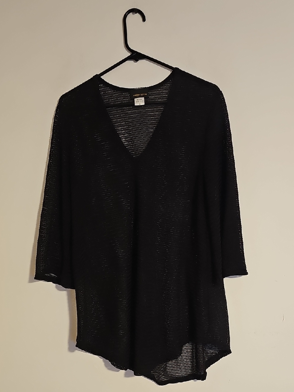 Jordan Taylor Black Open Knit V-Neck Swim Coverup